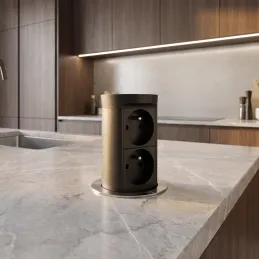 Výsuvná elektrická zásuvka Elevator NOVÁ 2x230V FRANCOUZSKÁ / Nerez