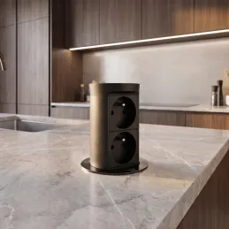 Výsuvná elektrická zásuvka Elevator NOVÁ 2x230V FRANCOUZSKÁ / Černá