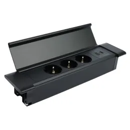 Interiérová zásuvková lišta SLIM BOX SCHUKO 3x 230V + USB / Černá matná