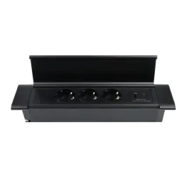 Interiérová zásuvková lišta SLIM BOX SCHUKO 3x 230V + USB / Černá matná