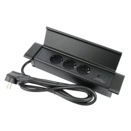 Interiérová zásuvková lišta SLIM BOX SCHUKO 3x 230V + USB / Černá matná