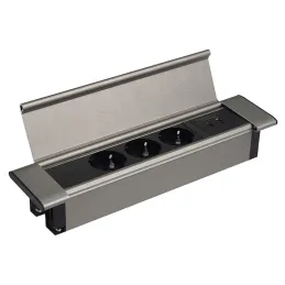 Interiérový zásuvkový panel SLIM BOX SCHUKO 3x 230V + USB / Nerez