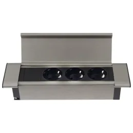 Interiérová zásuvková lišta SLIM BOX SCHUKO 3x 230V / Nerez