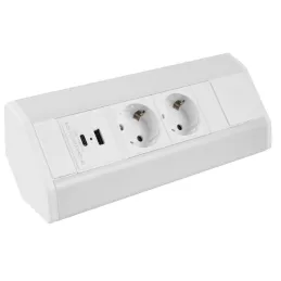 Interiérová zásuvková lišta CORNER SCHUKO 2x 230V + USB A-C / Bílá matná