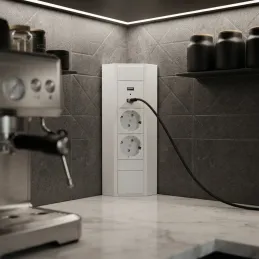 Interiérová zásuvková lišta CORNER SCHUKO 2x 230V + USB A-C / Bílá matná