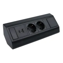 Interiérová zásuvková lišta CORNER SCHUKO 2x 230V + USB A-C / Černá matná