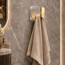 Nalepovací věšák GLAMOUR / Zlatá broušená