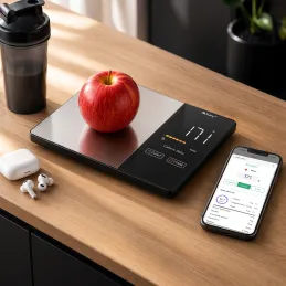 Kuchyňská digitální váha s aplikací FIT BODY / Černá