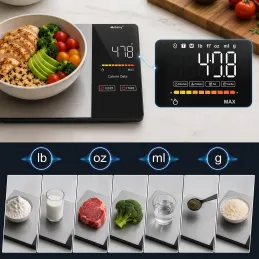 Kuchyňská digitální váha s aplikací FIT BODY / Černá