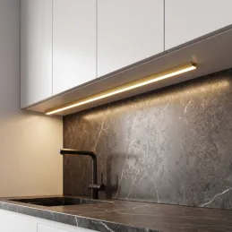 Sada 1m profilu ZARIA na LED osvětlení s mléčným krytem s krytkami a uchycením / Zlatá