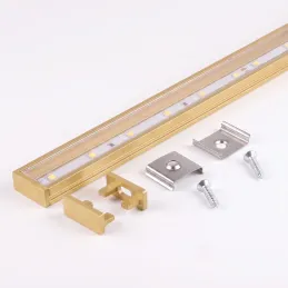 Sada 1m profilu ZARIA na LED osvětlení s transparentním krytem s krytkami a uchycením / Zlatá