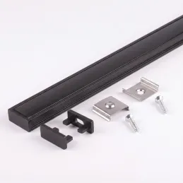 Sada 1m profilu ZARIA na LED osvětlení s černou krytkou s krytkami a uchycením / Černá matná