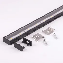 Sada 1m profilu ZARIA na LED osvětlení s transparentním krytem s krytkami a uchycením / Černá matná