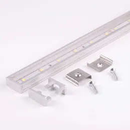 Sada 1m profilu ZARIA na LED osvětlení s transparentním krytem s krytkami a uchycením / Hliník