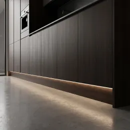 Hliníková lišta na LED osvětlení soklu ARIANA s mléčným krytem / Černá matná