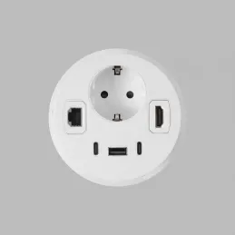 Vnitřní zásuvka do stolu OFFICE SMART 80 SCHUKO 1x230V + USB A-C + HDMI + Rj45 / Bílá