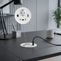 Vnitřní zásuvka do stolu OFFICE SMART 80 SCHUKO 1x230V + USB A-C + HDMI + Rj45 / Bílá