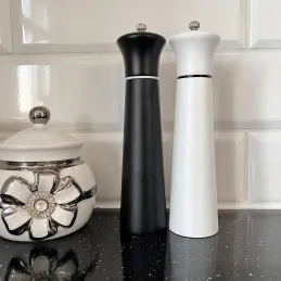 Sada 2 ks keramických mlýnků na sůl a pepř / Černá-bílá