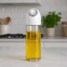 Skleněná láhev na olivový olej nebo ocet s automatickým otevíráním 510 ml / Bílá