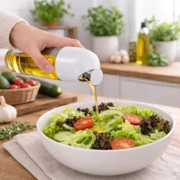 Skleněná láhev na olivový olej nebo ocet s automatickým otevíráním 510 ml / Bílá