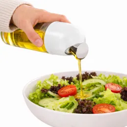 Skleněná láhev na olivový olej nebo ocet s automatickým otevíráním 510 ml / Bílá