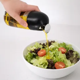 Skleněná láhev na olivový olej nebo ocet s automatickým otevíráním 510 ml / Černá