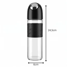 Skleněná láhev na olivový olej nebo ocet s automatickým otevíráním 510 ml / Černá