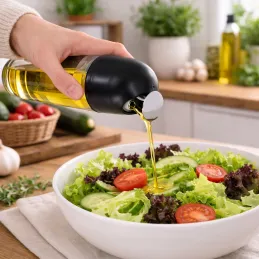 Skleněná láhev na olivový olej nebo ocet s automatickým otevíráním 510 ml / Černá