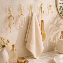 Samolepicí věšák GLAMOUR ROUND / Zlatá broušená