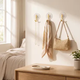 Samolepicí věšák GLAMOUR ROUND / Zlatá broušená