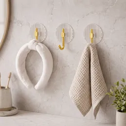 Samolepicí věšák GLAMOUR ROUND / Zlatá broušená