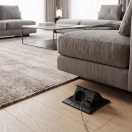 Výklopná zásuvka do podlahy FLOOR LUX SCHUKO 1x230V + USB A-C / Černá