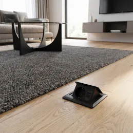 Výklopná zásuvka do podlahy FLOOR LUX SCHUKO 1x230V + USB A-C / Černá