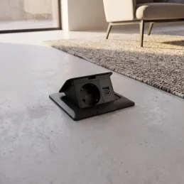 Výklopná zásuvka do podlahy FLOOR LUX SCHUKO 1x230V + USB A-C / Černá