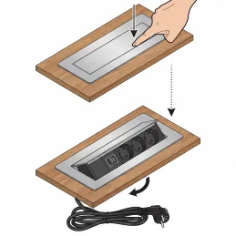 Výklopná zásuvka AMBIENTE SCHUKO 3x230V + USB A-C / Černá matná