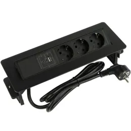 Výklopná zásuvka AMBIENTE SCHUKO 3x230V + USB A-C / Černá matná
