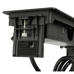 Výklopná zásuvka AMBIENTE SCHUKO 3x230V + USB A-C / Černá matná