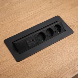 Výklopná zásuvka AMBIENTE SCHUKO 3x230V + USB A-C / Černá matná