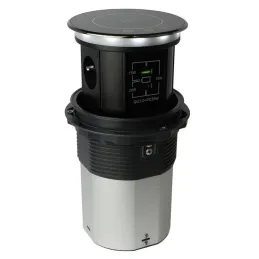Automatická výsuvná zásuvka AMBIENTE SCHUKO 3x230V + USB A-C s osvětlením a nabíjením / Černé sklo
