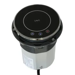 Automatická výsuvná zásuvka AMBIENTE SCHUKO 3x230V + USB A-C s osvětlením a nabíjením / Černé sklo
