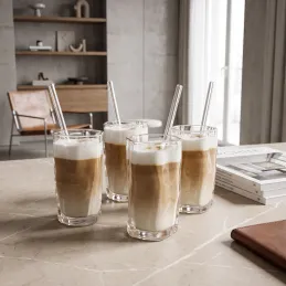 Borosilikátový pohár na kávu WAVE 275 ml / Transparentní