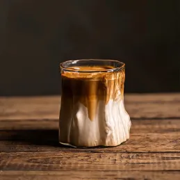 Borosilikátový pohár na kávu WOOD 300 ml / Transparentní