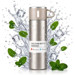 Nerezová termoska s pohárem THERMIO 500 ml / Béžová