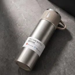 Nerezová termoska s pohárem THERMIO 500 ml / Béžová