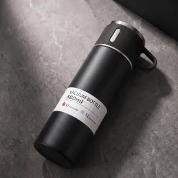 Nerezová termoska s pohárem THERMIO 500ml / Černá