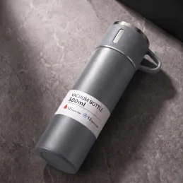 Nerezová termoska s pohárem THERMIO 500 ml / Šedá