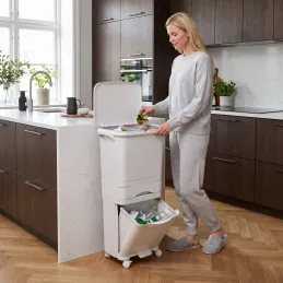 Odpadkový koš SAVA na kolečkách 42L / Bílá