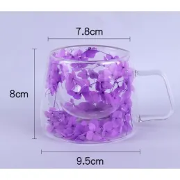 Termo šálek na nápoje s květinami FLOWER GLASS 180 ml / Červená