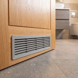 Oboustranná ventilační mřížka do dveří 430 x 115 mm / Šedá