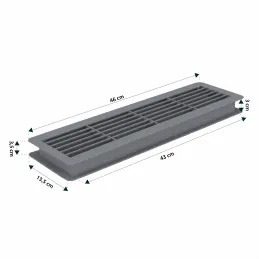 Oboustranná ventilační mřížka do dveří 430 x 115 mm / Šedá